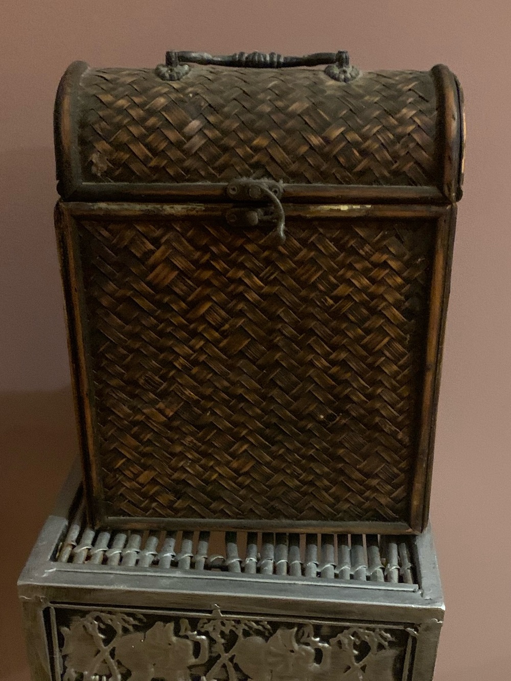 Woven Bamboo Decorative Storage Chest - Brown